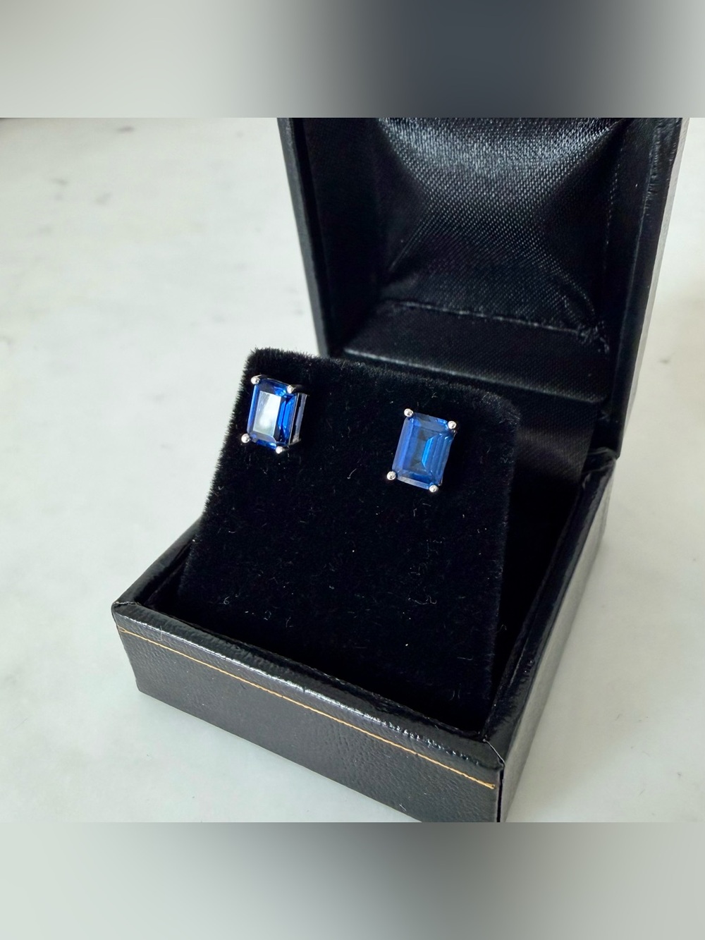 Lab sapphire earrings - like new!